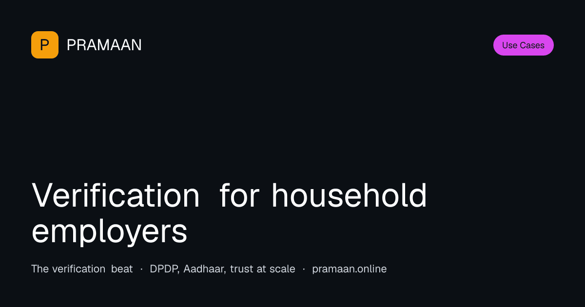 Editorial cover image for Verification for household employers