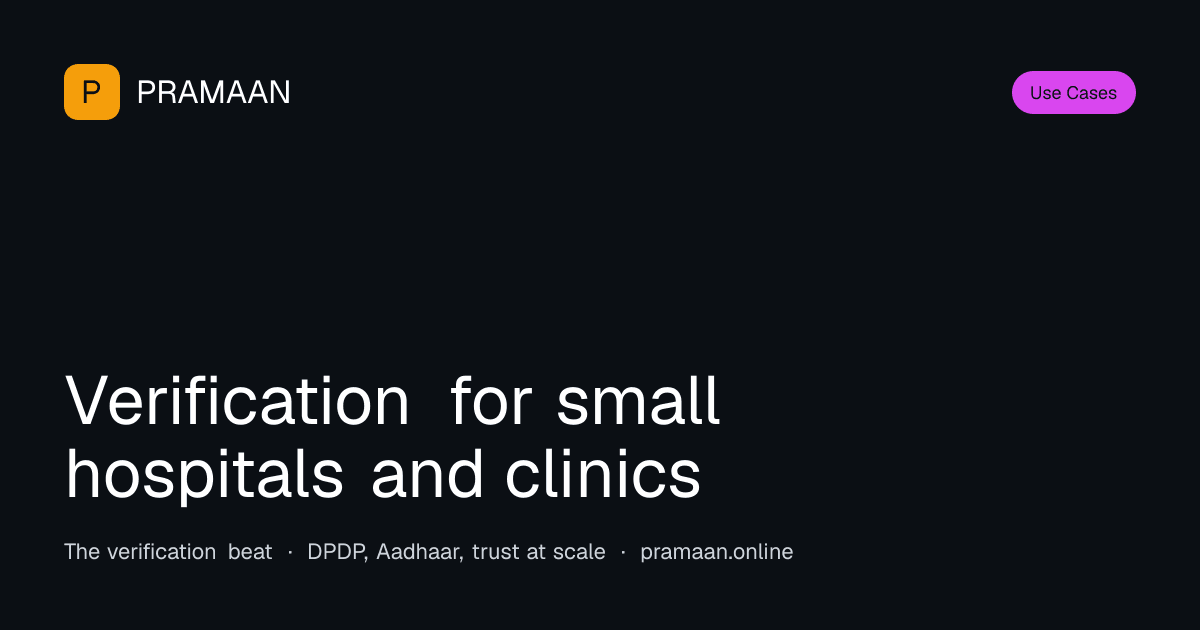 Editorial cover image for Verification for small hospitals and clinics